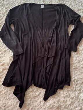 west loop (OS) Black open-front cardigan